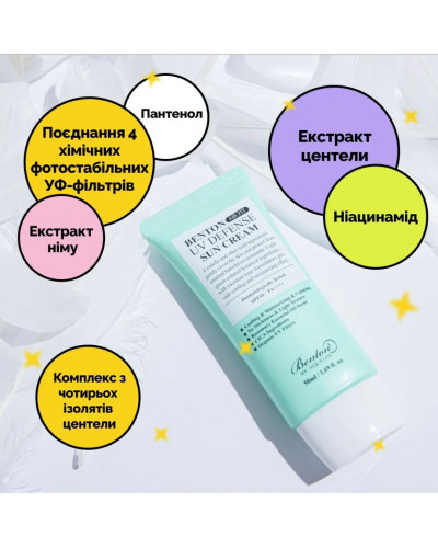 Сонцезахисний крем з Центелою Benton Air Fit UV defense Sun Cream SPF50+/PA++++ , 50 мл