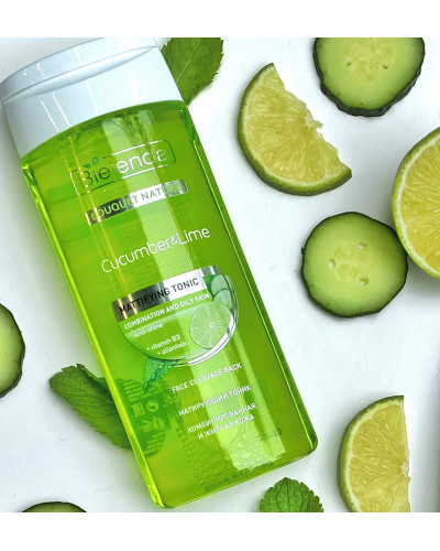 Матуючий тонік для обличчя з огірком і лаймом Bouquet Nature cucumber&lime Bielenda 200 мл
