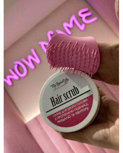 Набір для масажу шкіри голови: щітка Tangle Teezer + мигдальний скраб для голови Top Beauty