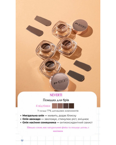 Гелева помадка для брів Neverti Brow Tastic