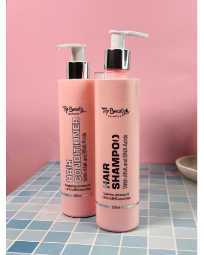 Безсульфатний набір для волосся Top beauty: шампунь та кондиціонер з AHA та BHA кислотами