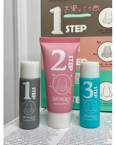 Набір для видалення чорних крапок у три етапи BIOAQUA Remove Black Heads 3-step Kit