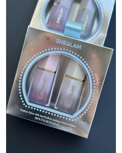 Подарунковий набір sheglam: рум’яна та хайлайтер festive glow gift set love cake & vanilla frost.