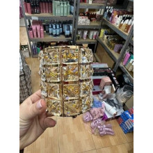 Підставка-стакан "Кристал" для пензликів і пилок металева, з квадратним камінням, золото