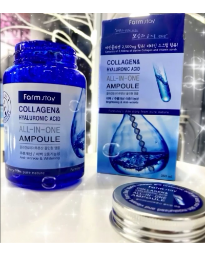 Ампульна сироватка для об'єму FarmStay Collagen Water Full Moist Cream Ampoule 250 мл