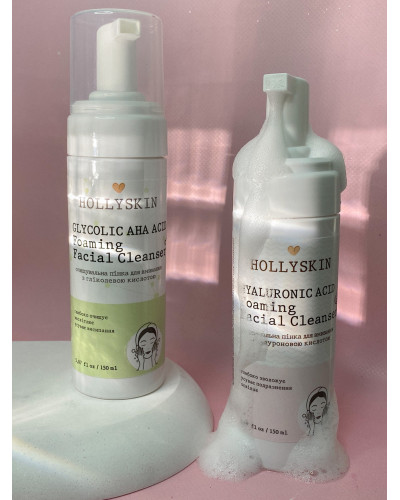 Очищуюча пінка для вмивання з гліколевою кислотою HOLLYSKIN Glycolic AHA Acid Foaming Facial Cleanser 150 мл