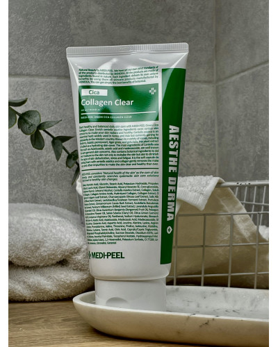 Заспокійлива пінка для обличчя з центелою та колагеном Medi-Peel Green Cica Collagen Clear 300 мл